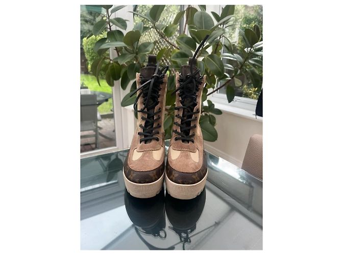Botas desérticas de plataforma Laureate Louis Vuitton EU 38 Beige Gris pardo Marrón oscuro - vista 3