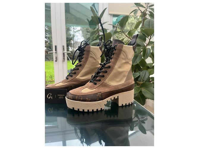 Botas desérticas de plataforma Laureate Louis Vuitton EU 38 Beige Gris pardo Marrón oscuro - vista 6