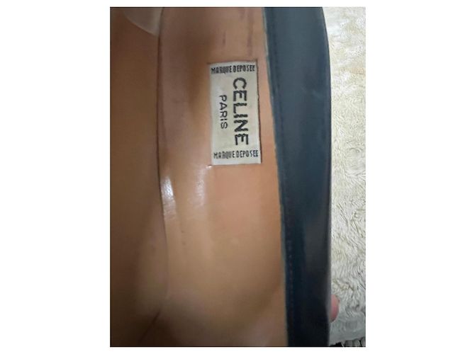 Céline Pumps in pelle Celine con dettaglio dorato Blu scuro - vista 10