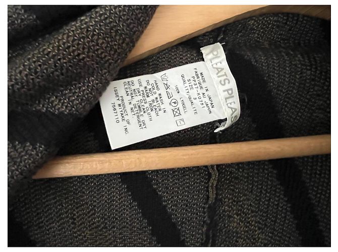 Issey Miyake Pleats Please Strickjacke Braun Schwarz Blau Hellblau Türkis - Ansicht 2
