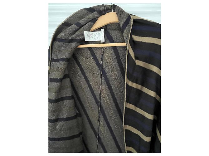 Issey Miyake Pleats Please Strickjacke Braun Schwarz Blau Hellblau Türkis - Ansicht 4