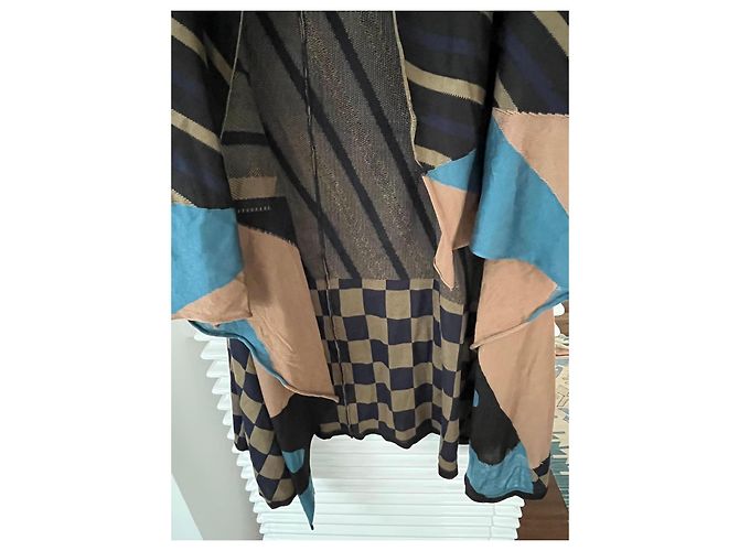 Issey Miyake Pleats Please Strickjacke Braun Schwarz Blau Hellblau Türkis - Ansicht 5