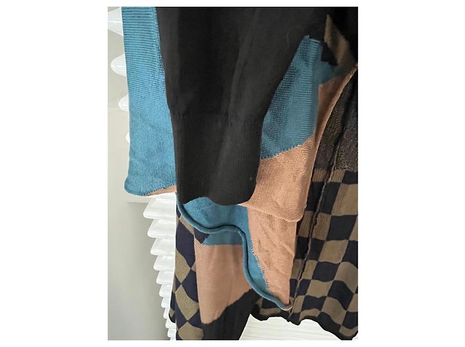Issey Miyake Pleats Please Strickjacke Braun Schwarz Blau Hellblau Türkis - Ansicht 6