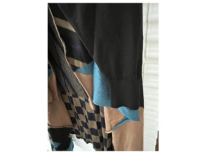 Issey Miyake Pleats Please Strickjacke Braun Schwarz Blau Hellblau Türkis - Ansicht 7