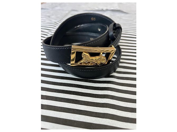 Céline CELINE Paris Damen Gürtel 65 cm Leder Sulky Buckle Top Zustand Schwarz - Ansicht 2