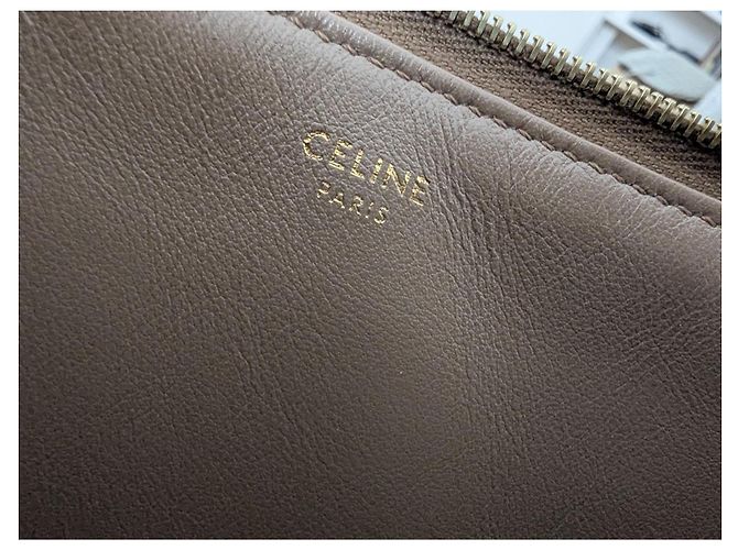 Céline Clutch in pelle CELINE Taupe - vista 2
