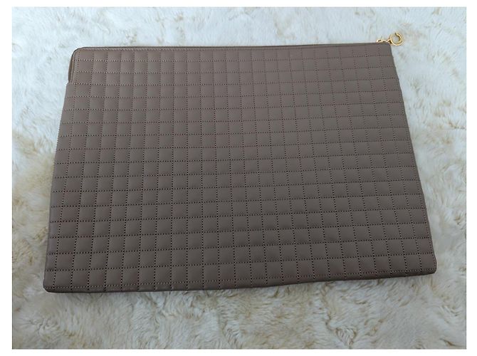 Céline Clutch in pelle CELINE Taupe - vista 3
