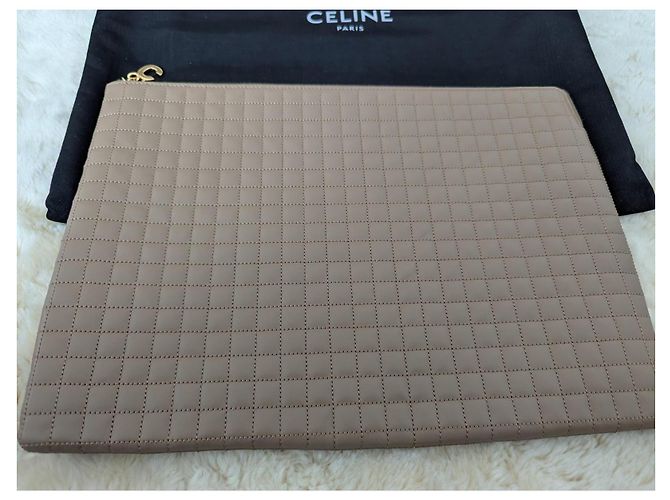 Céline Clutch in pelle CELINE Taupe - vista 7
