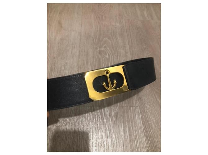 Céline Celine Ledergürtel mit Anker-Schnalle Schwarz Golden - Ansicht 10