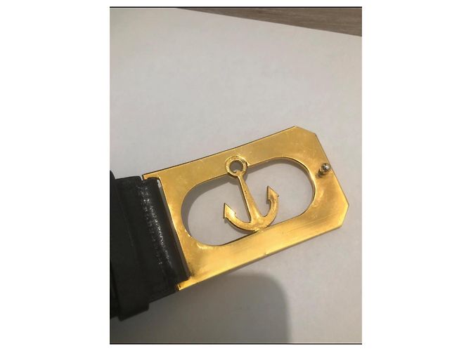 Céline Celine Ledergürtel mit Anker-Schnalle Schwarz Golden - Ansicht 3
