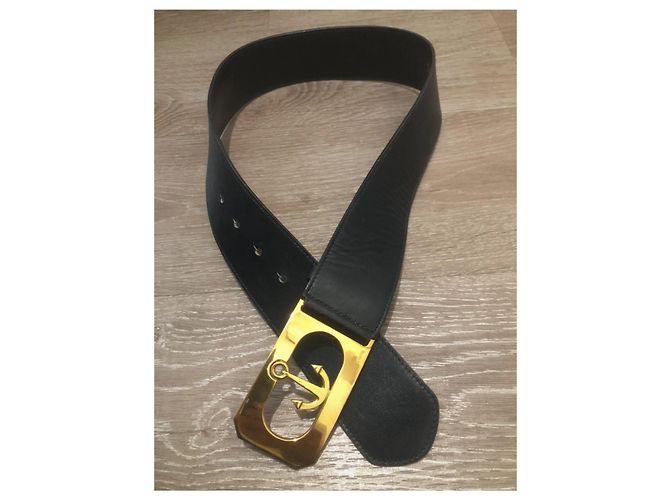 Céline Celine Ledergürtel mit Anker-Schnalle Schwarz Golden - Ansicht 6