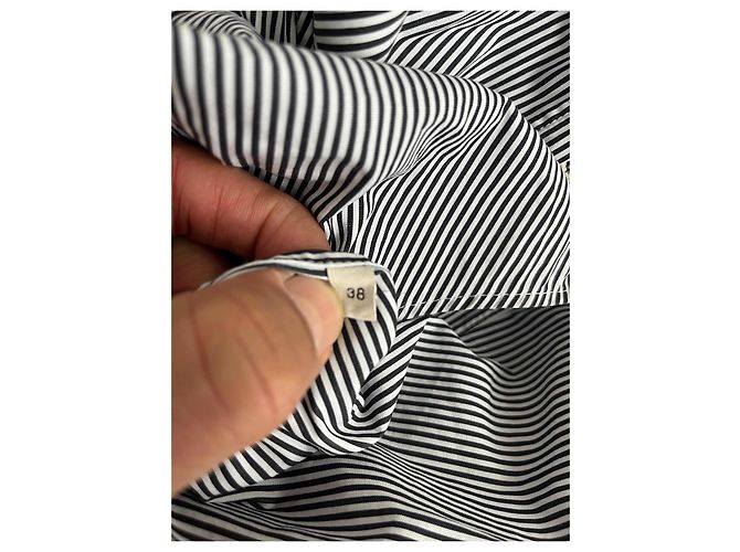 Céline Blusa de algodón a rayas con cuello de volantes Negro Blanco - vista 13