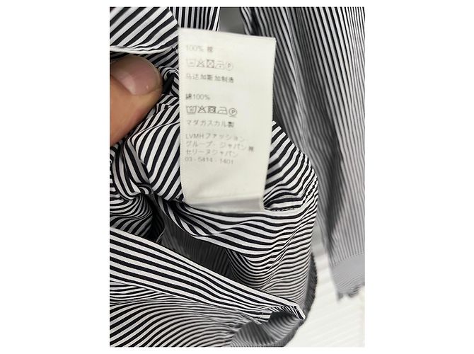 Céline Blusa de algodón a rayas con cuello de volantes Negro Blanco - vista 6