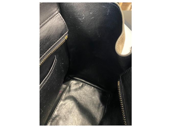 Borsa tote Céline Tricolor Luggage in pelle e camoscio nero beige khaki Cachi - vista 9