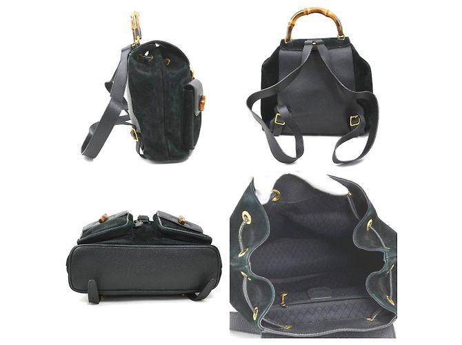 Gucci Bamboo Suede/Leather Backpack Black - view 2