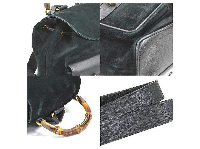 Gucci Bamboo Suede/Leather Backpack Black - view 3