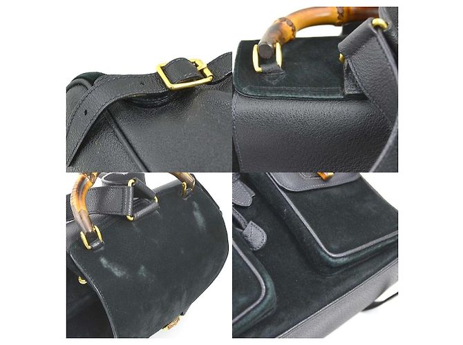 Gucci Bamboo Suede/Leather Backpack Black - view 4