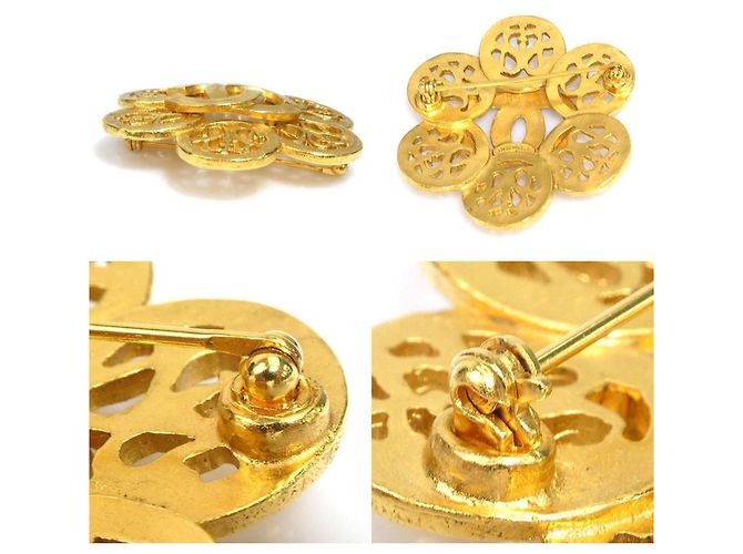 Spilla in metallo dorato Chanel Coco Mark D'oro - vista 4