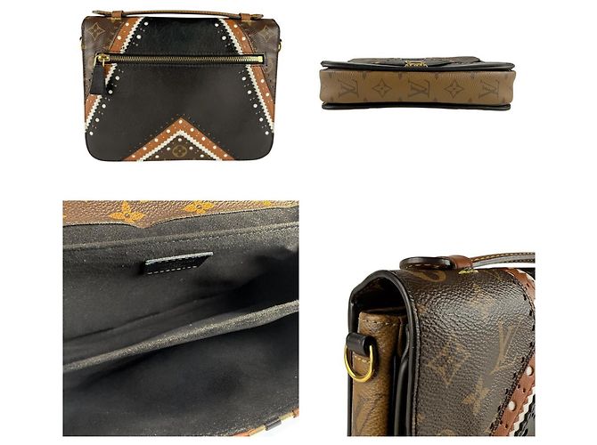 Borsa a Spalla Pochette Metis MM Monogramma Louis Vuitton Marrone Nero - vista 3