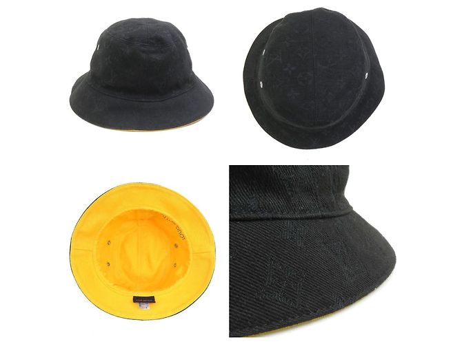 Cappello bucket Monogram Louis Vuitton Nero Giallo - vista 3