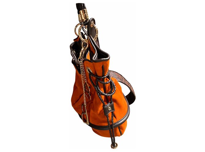 Borsa Lancel Brigitte Bardot arancione in Alcantara - vista 2