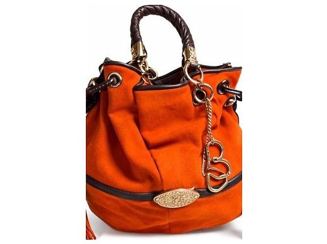 Borsa Lancel Brigitte Bardot arancione in Alcantara - vista 4