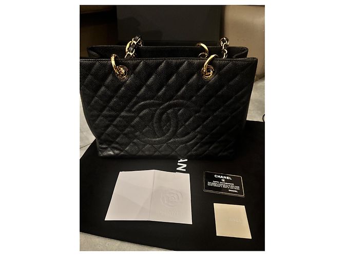 Chanel GST Tasche aus schwarzem genarbtem Leder - Ansicht 9