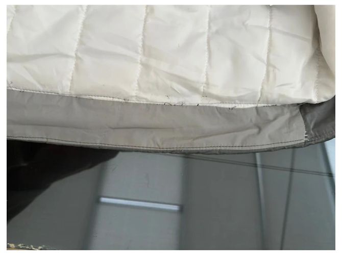 Grau/silberne gesteppte Jacke Chanel 17B mit Buchstabenmonogramm-Logo FR 36 - Schwarzes Band - Ansicht 12
