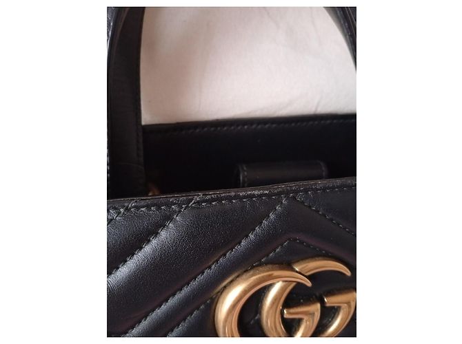 Borsa Gucci GG Marmont Large Shopping in pelle nera Nero - vista 15