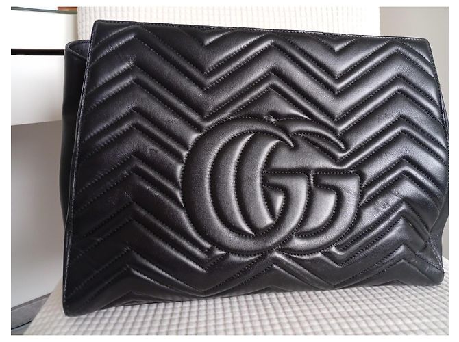 Borsa Gucci GG Marmont Large Shopping in pelle nera Nero - vista 3