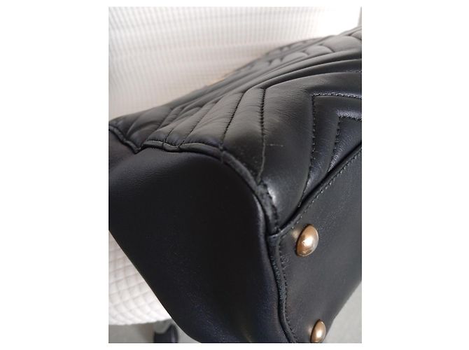 Borsa Gucci GG Marmont Large Shopping in pelle nera Nero - vista 7