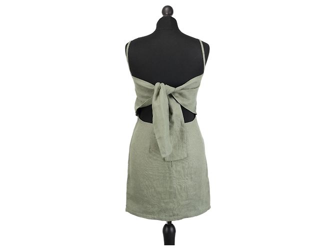 Autre Marque Vestido mini sin mangas de lino caqui SIR. - vista 2