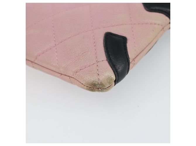 Pochette in pelle CHANEL Cambon Line Rosa Argento CC Auth bs32374 - vista 10