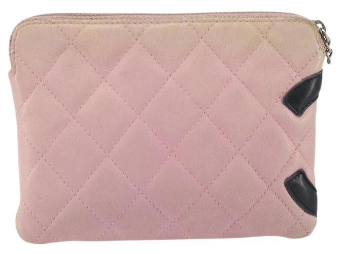Pochette in pelle CHANEL Cambon Line Rosa Argento CC Auth bs32374 - vista 3
