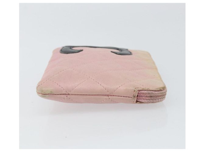 Pochette in pelle CHANEL Cambon Line Rosa Argento CC Auth bs32374 - vista 4