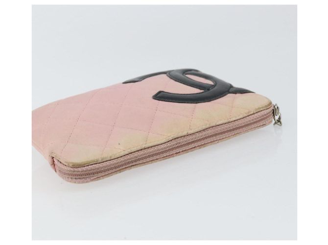 Pochette in pelle CHANEL Cambon Line Rosa Argento CC Auth bs32374 - vista 6