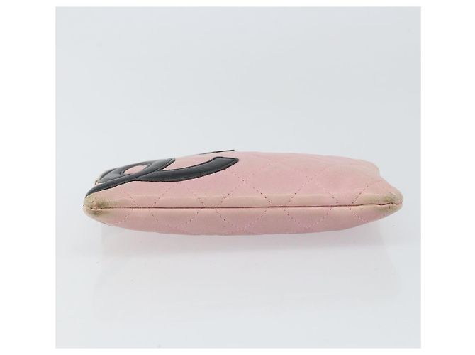 Pochette in pelle CHANEL Cambon Line Rosa Argento CC Auth bs32374 - vista 7