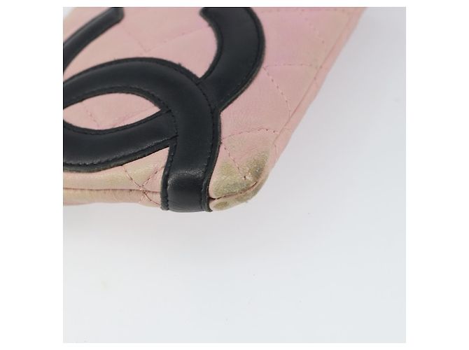 Pochette in pelle CHANEL Cambon Line Rosa Argento CC Auth bs32374 - vista 9