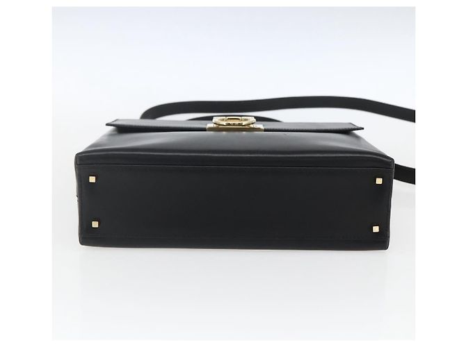 Borsa a mano in pelle Gancini Salvatore Ferragamo 2 in 1 Nero Oro Auth 164875V - vista 11