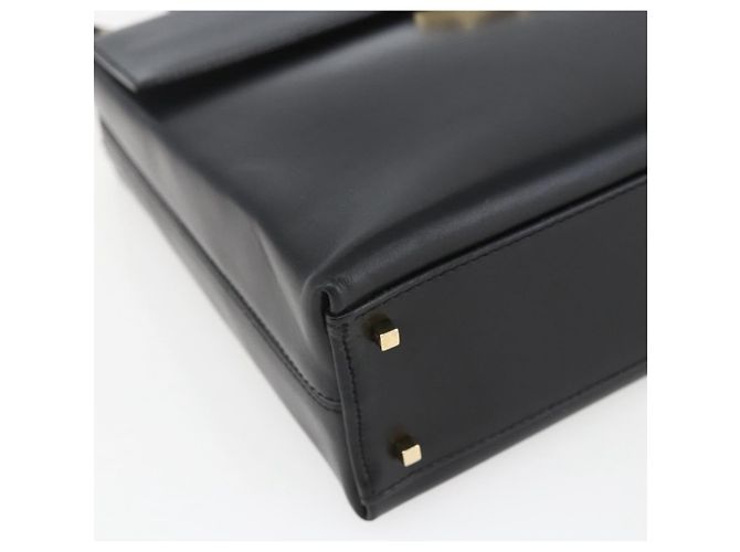 Borsa a mano in pelle Gancini Salvatore Ferragamo 2 in 1 Nero Oro Auth 164875V - vista 13