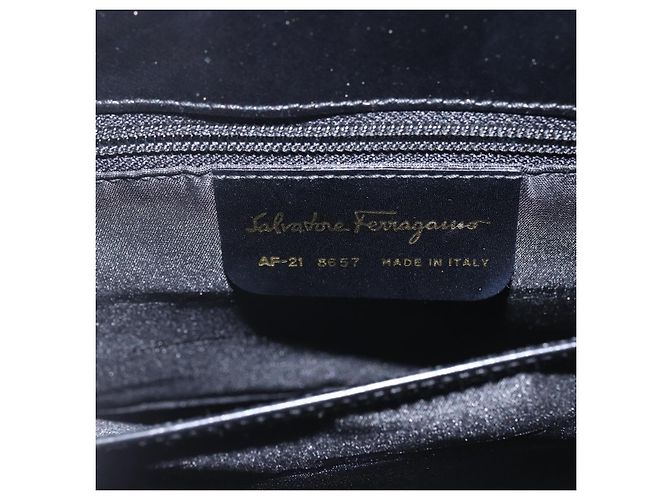 Borsa a mano in pelle Gancini Salvatore Ferragamo 2 in 1 Nero Oro Auth 164875V - vista 17