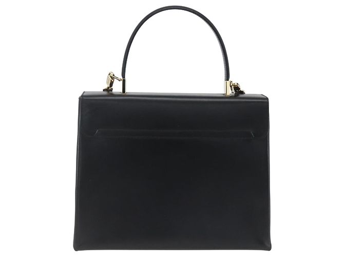 Borsa a mano in pelle Gancini Salvatore Ferragamo 2 in 1 Nero Oro Auth 164875V - vista 3