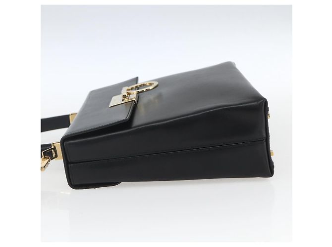 Borsa a mano in pelle Gancini Salvatore Ferragamo 2 in 1 Nero Oro Auth 164875V - vista 4