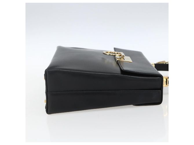 Borsa a mano in pelle Gancini Salvatore Ferragamo 2 in 1 Nero Oro Auth 164875V - vista 5
