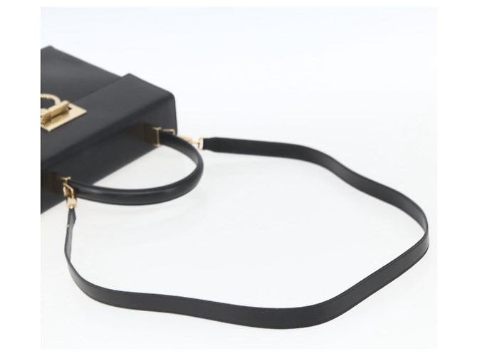 Borsa a mano in pelle Gancini Salvatore Ferragamo 2 in 1 Nero Oro Auth 164875V - vista 9