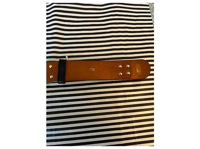 Céline Cinto de couro Celine com hardware dourado e corrente Preto Gold hardware - vista 11
