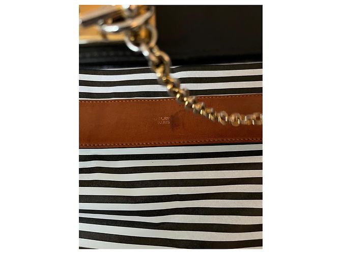 Céline Cinto de couro Celine com hardware dourado e corrente Preto Gold hardware - vista 6
