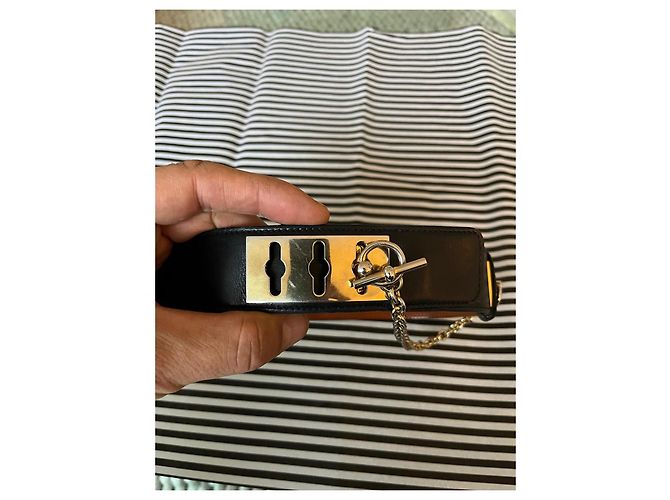 Céline Cinto de couro Celine com hardware dourado e corrente Preto Gold hardware - vista 7