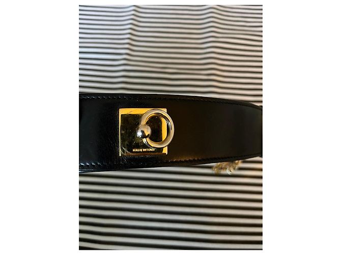 Céline Cinto de couro Celine com hardware dourado e corrente Preto Gold hardware - vista 8
