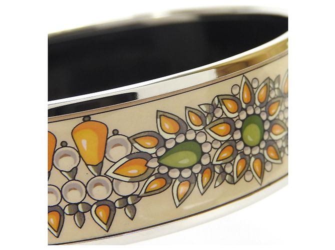 Bracciale Cloisonné Arancione e Argento Hermès - vista 10